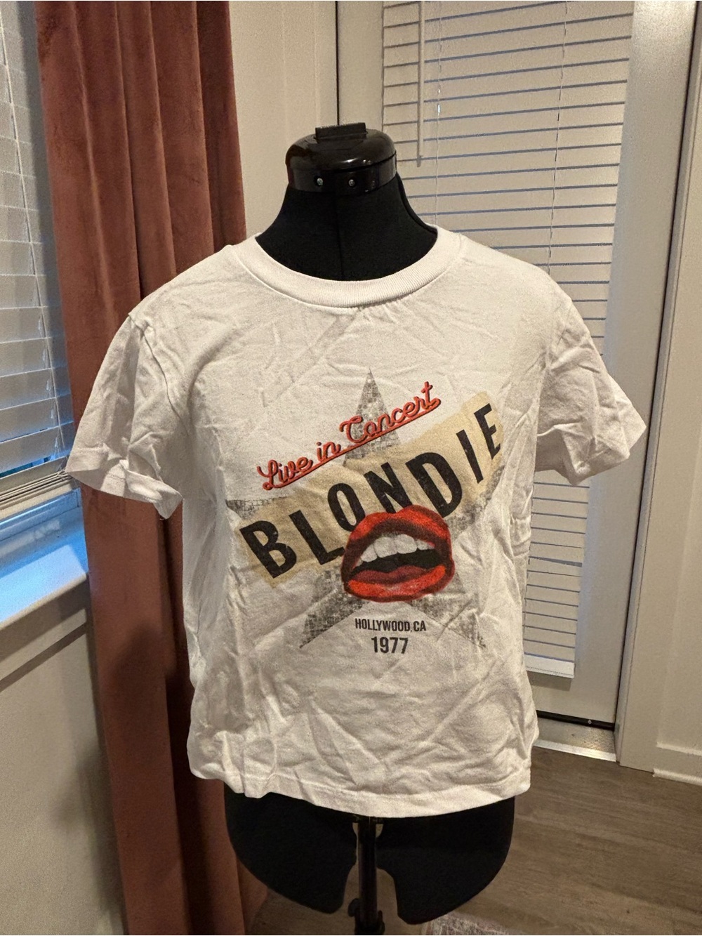 Chaser White Blondie Live in Concert Graphic Tee with Red Lips